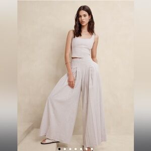 Linen blend palazzo pant